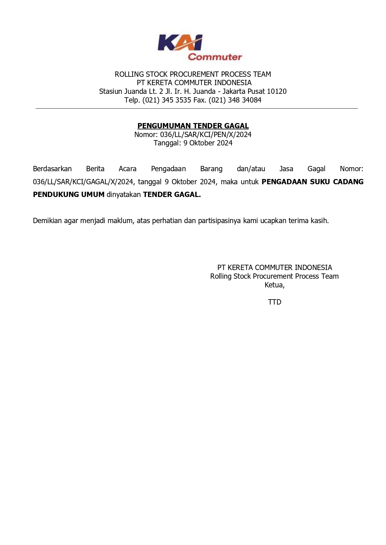 036 pen tender gagal skcd pu